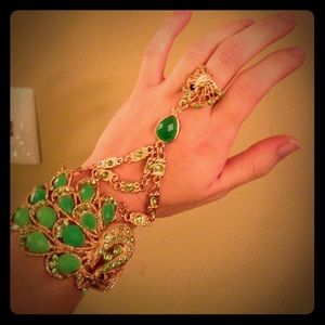 Peacock bracelet and ring