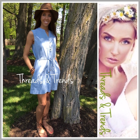 Last One! Chambray  Dress - Picture 2 of 4