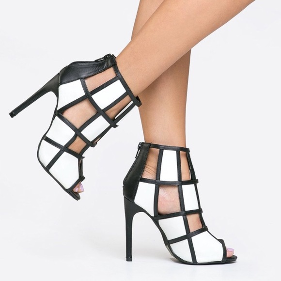 LENKA 05 Checkered Bootie Toe Ankle Peep Boot