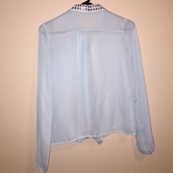 Light blue button up Charlotte Russe top - Picture 3 of 4