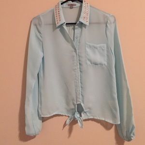 Light blue button up Charlotte Russe top