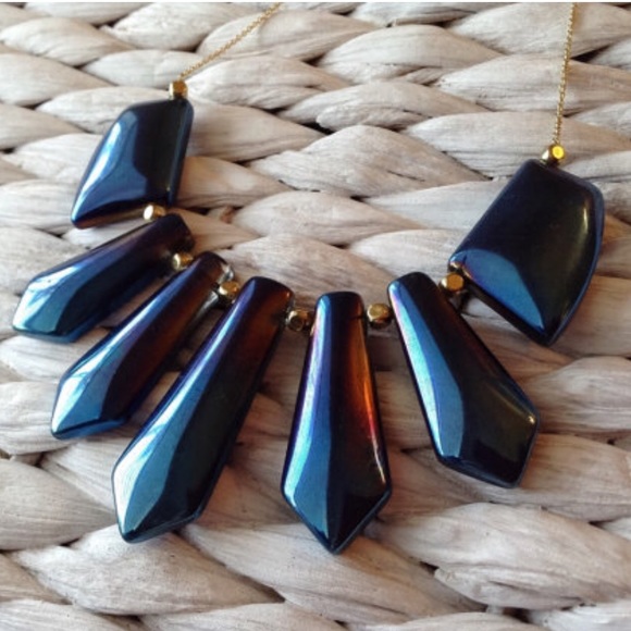 Sale Jewelry Blue Titanium Druzy Bib Necklace