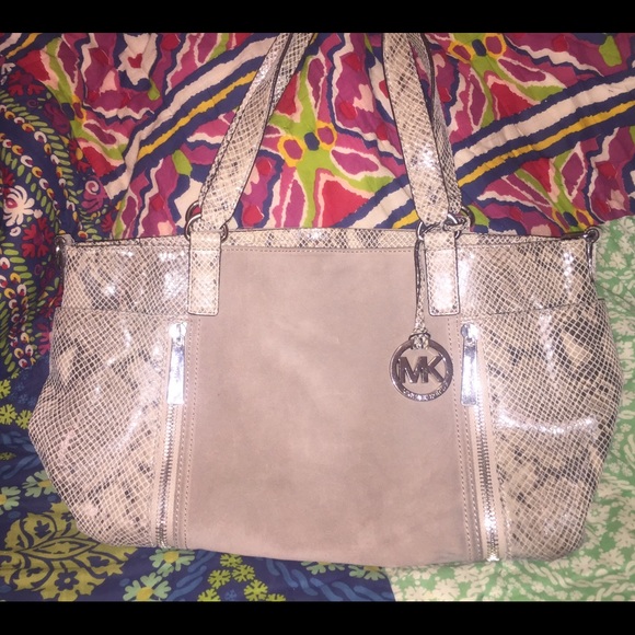 Michael Kors grey and snake skin purse
