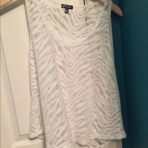 White Tiger Print Lace tank