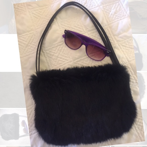 Black fur purse