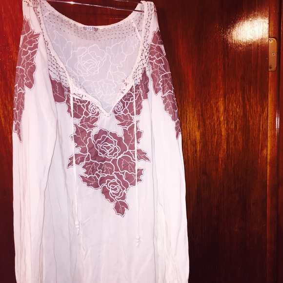 Ivory/ brown floral detail tunic