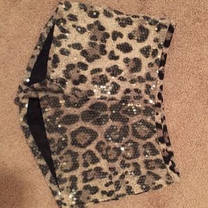 Sequined cheetah print shorts