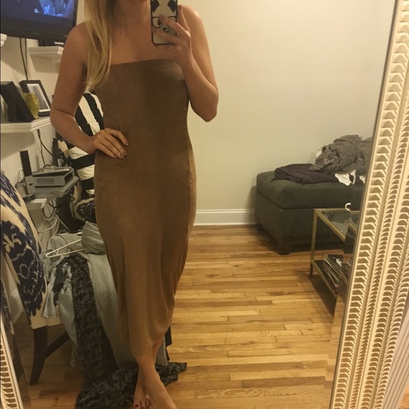 Tan suede bodycon dress