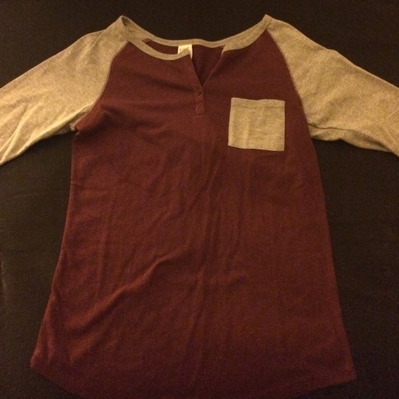 Zine Burgundy / Light Grey Henley Baseball Tee - Picture 1 of 4