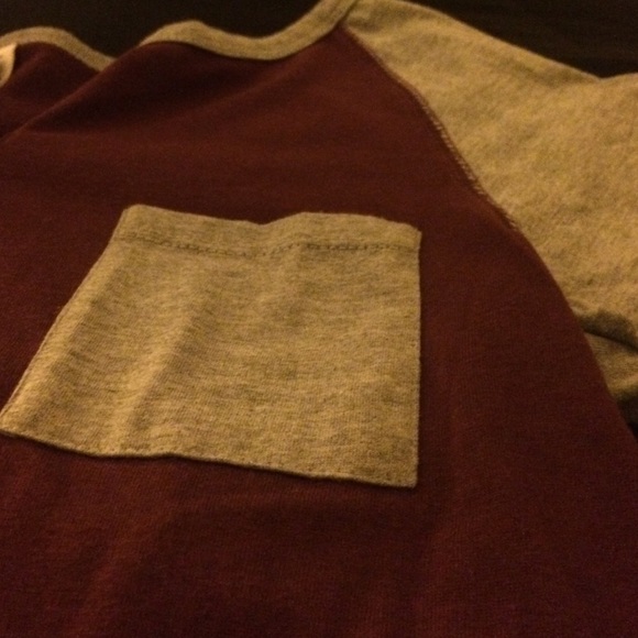 Zine Burgundy / Light Grey Henley Baseball Tee - Picture 3 of 4