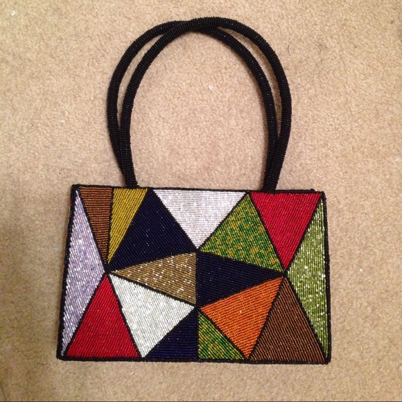 Colored Beaded Shoulder Handbag  Purse  Looks New