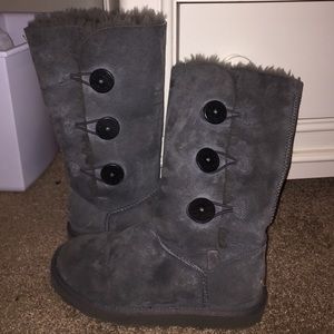 Gray Uggs with buttons
