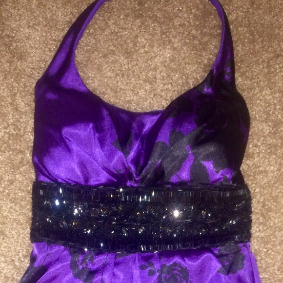 Purple & Black Floral Print Dress