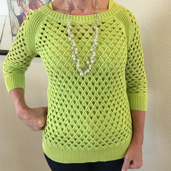 2 pc Lime green crochet sweater & tank