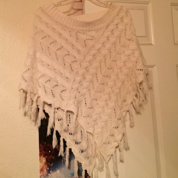 Creme knit poncho