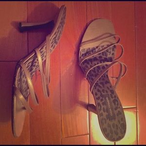 Colin Stuart Bronze Mid-Heel Backless Sandal