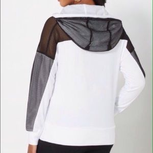 Rue21 Sweaters - HP🎉Black Mesh Sleeves Mod Relax Fit Hoodie White Rue21 Sweaters - HP🎉Black Mesh Sleeves Mod Relax Fit Hoodie White