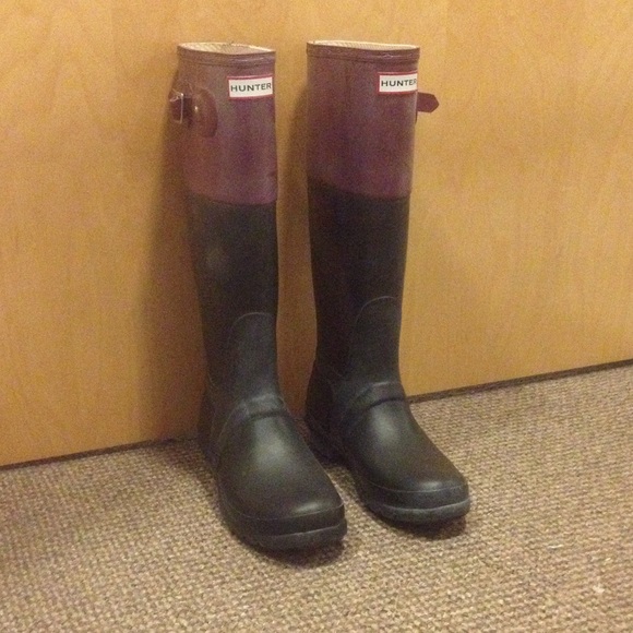 black and brown rain boots