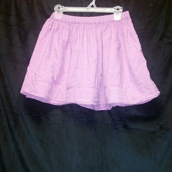 Purple poka-dot skater skirt.