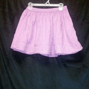 Purple poka-dot skater skirt.