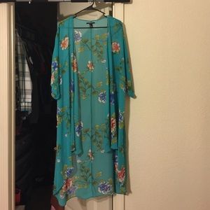 Teal Floral Kimono