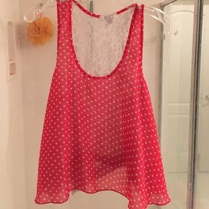 Pink/Polka dot tank top