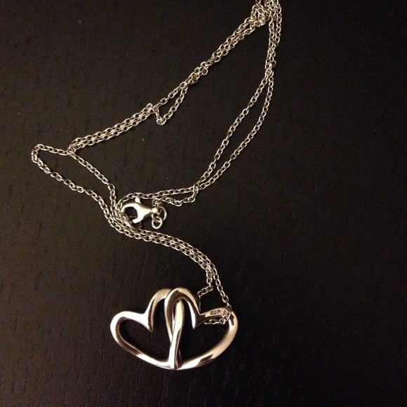 925 silver double heart necklace - Picture 1 of 3