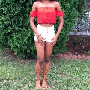 Red off the shoulder top