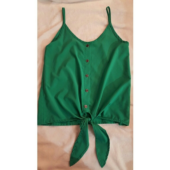 Green spaghetti strap top