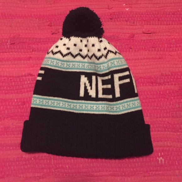 Neff beanie blue black and white warm