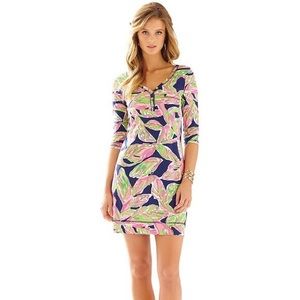 Palmetto T-shirt dress in Navy. Print: In the Vias