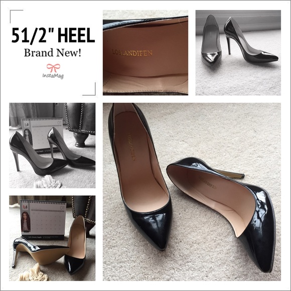 Black patent leather high heels