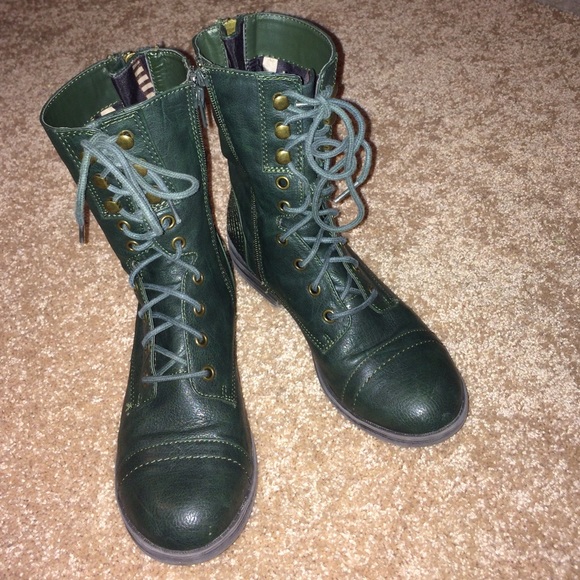 dark green combat boots