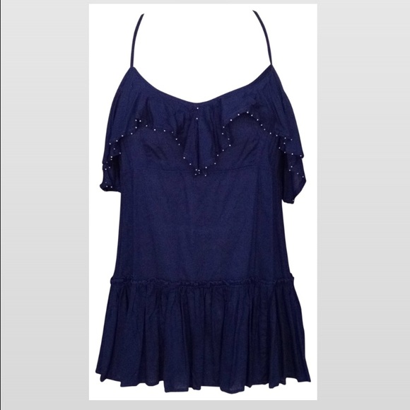 NWOT Free People Tank w/ Ruffle & Beading Details