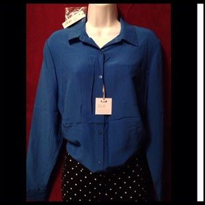 💖Worthington 🌺 Silk Long Sleeve Casual Blouse