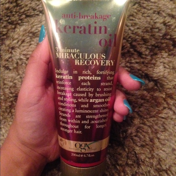 OGX anti-breakage keratin oil hair cream.
