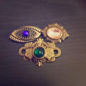 Bundle (3) Vintage Brass Art Deco Brooch | Pin