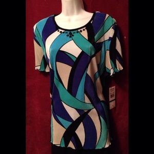 💖Alfred Dunner🌺 French Riviera Casual Blouse💙