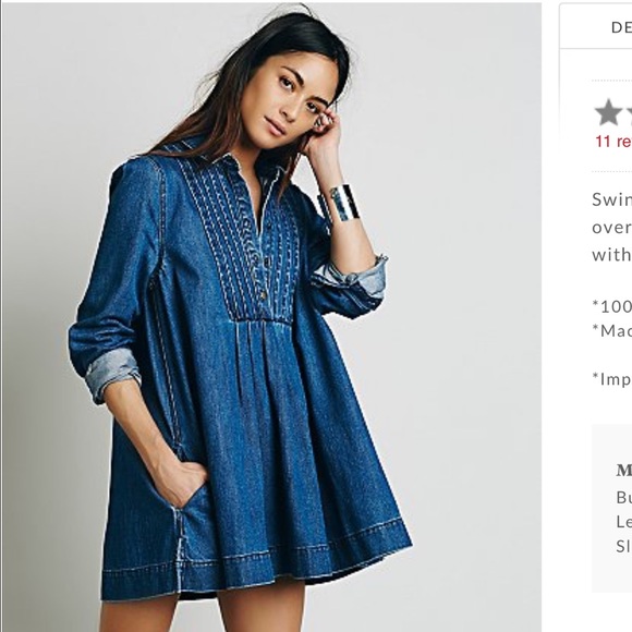 NWT free people denim tunic xs