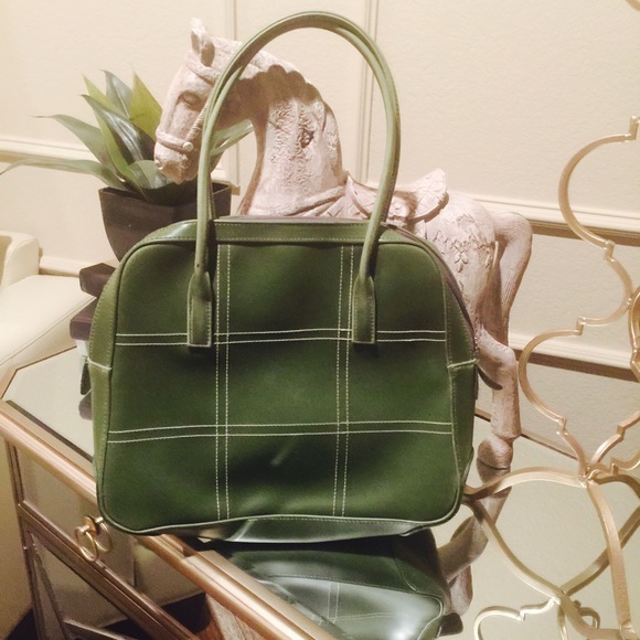 Green leather hand bag - Picture 1 of 4