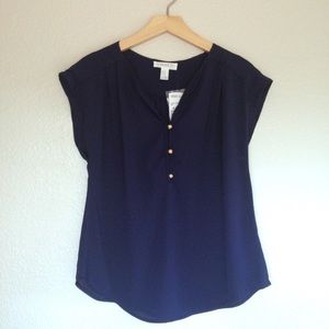 Navy Blue Sleeveless Blouse- Forever 21