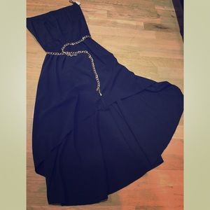 Black High Low Strapless Dress!