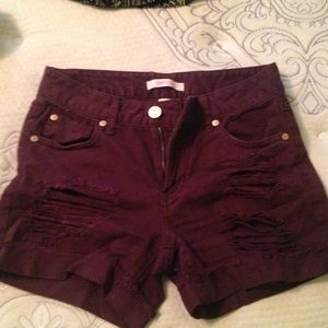 Burgundy boyfriend shorts