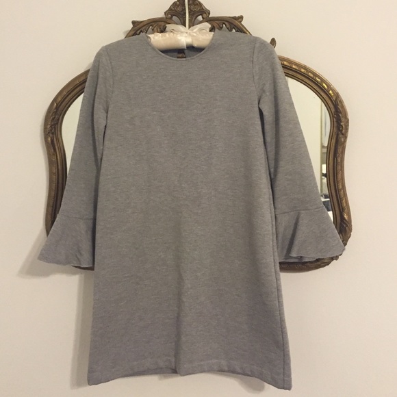 Zara grey mini dress with bell sleeves
