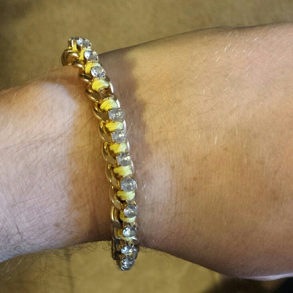 Gold diamond yellow string bracelet