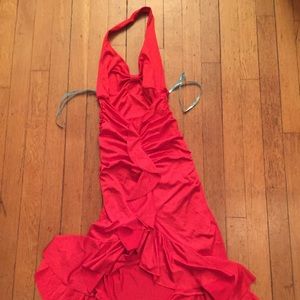 Marciano Guess red halter asymmetric hem dress XS