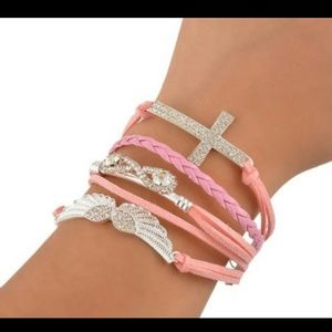 Wings and cross bracelet