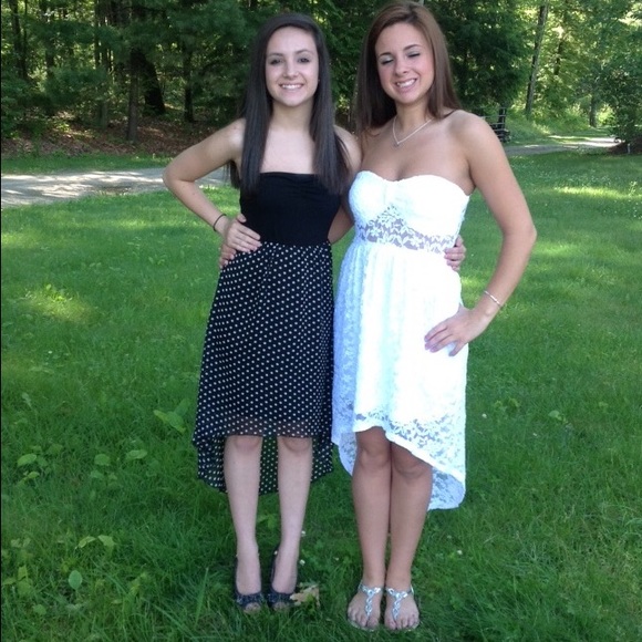 Black strapless dress, white strapless dress