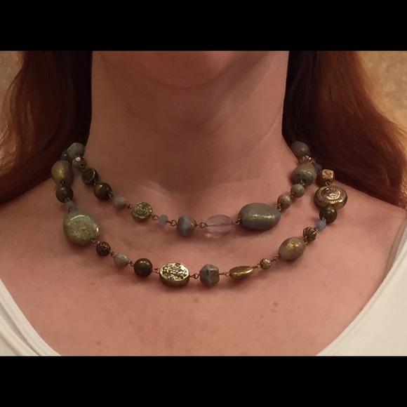 Blue stone necklace and earrings