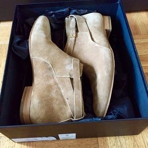 Mens Saint Laurent Sand Suede Cropped Jodhpur Boot
